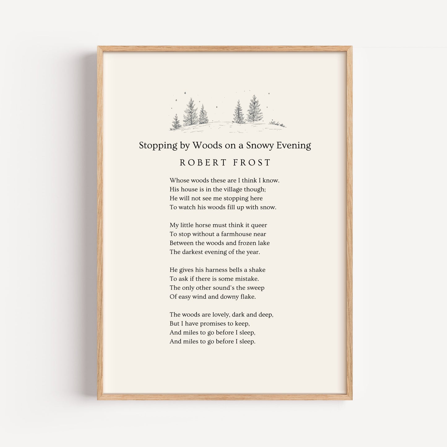 Robert Frost Poem Print - "Stopping By Woods On A Snowy Evening"