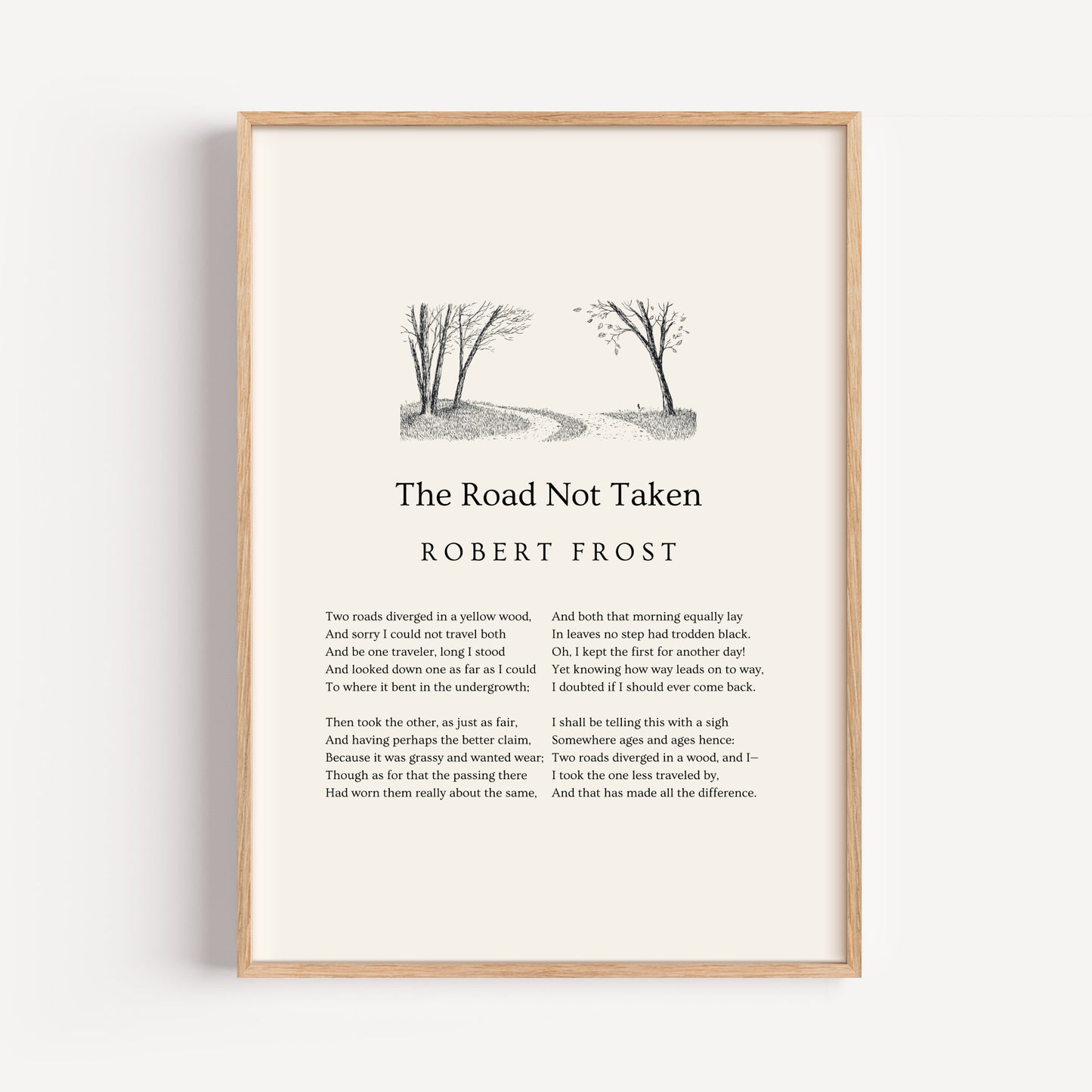 Robert Frost Poem Print - "The Road Not Taken"