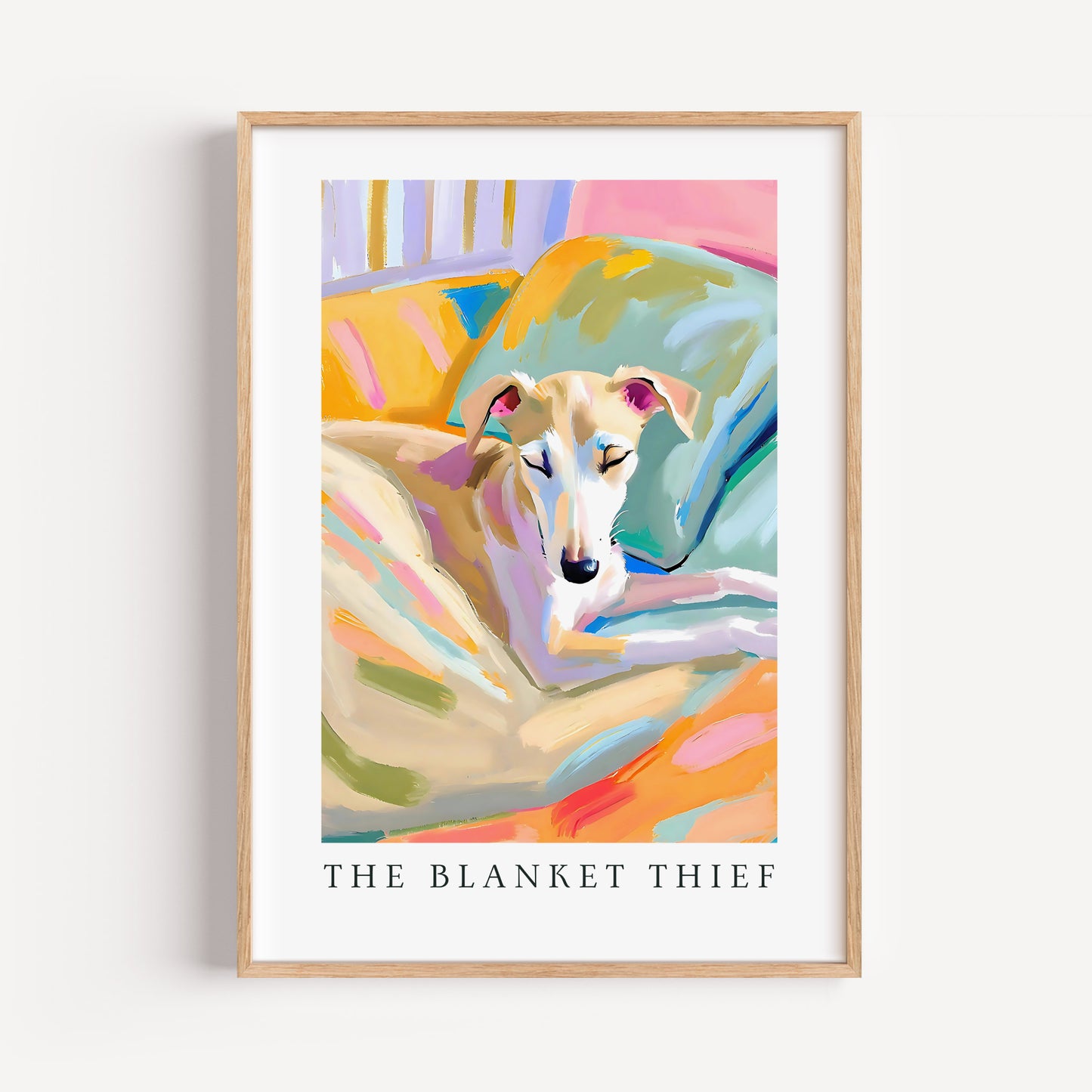 Whippet Puppy Print - "The Blanket Thief"