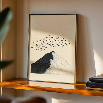 Minimal Mountain Birds Print