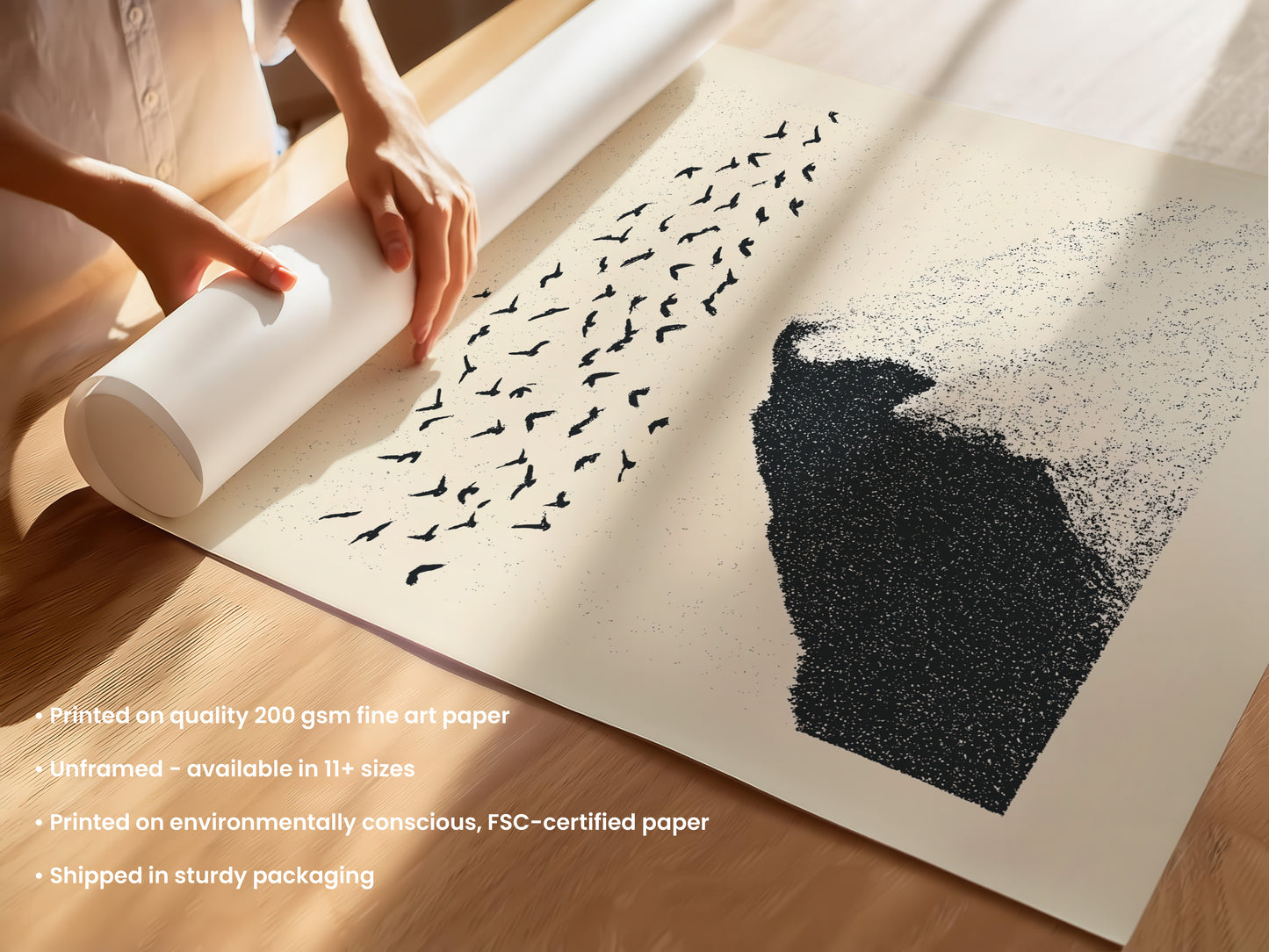 Minimal Mountain Birds Print
