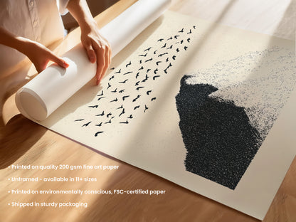 Minimal Mountain Birds Print