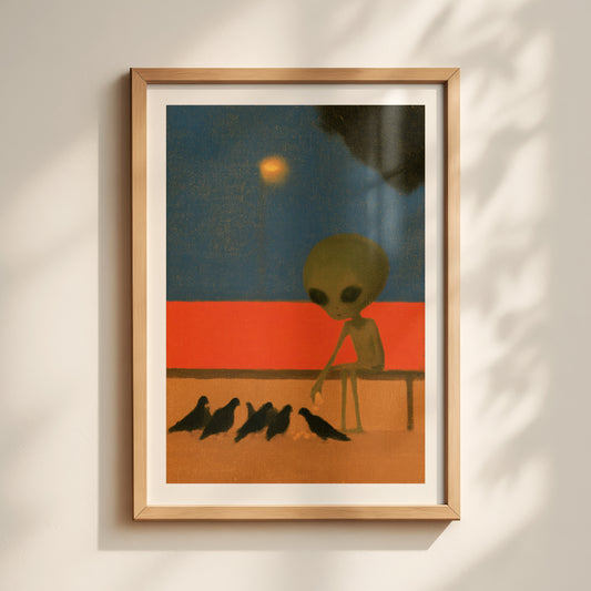 Alien Feeding Pigeons Print Framed-1-portrait-MASTER.jpg