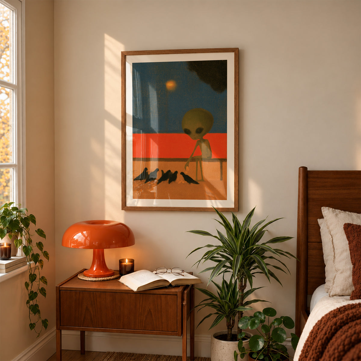 Alien Feeding Pigeons Print Living Room 11 (autumnal).jpg