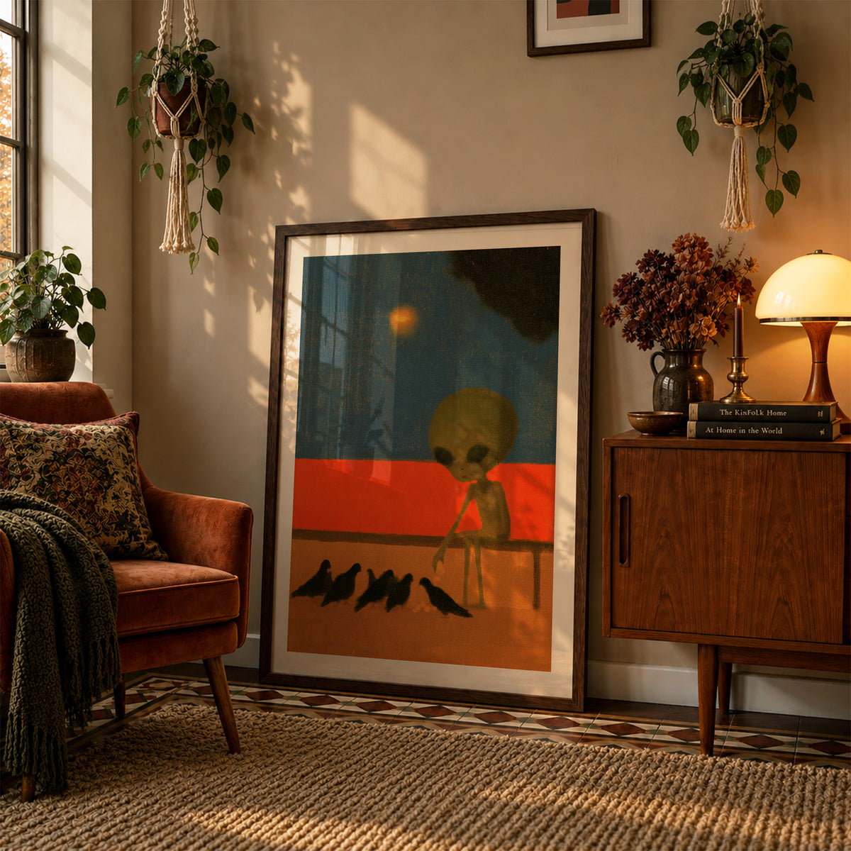 Alien Feeding Pigeons Print Living Room 18 (autumnal).jpg