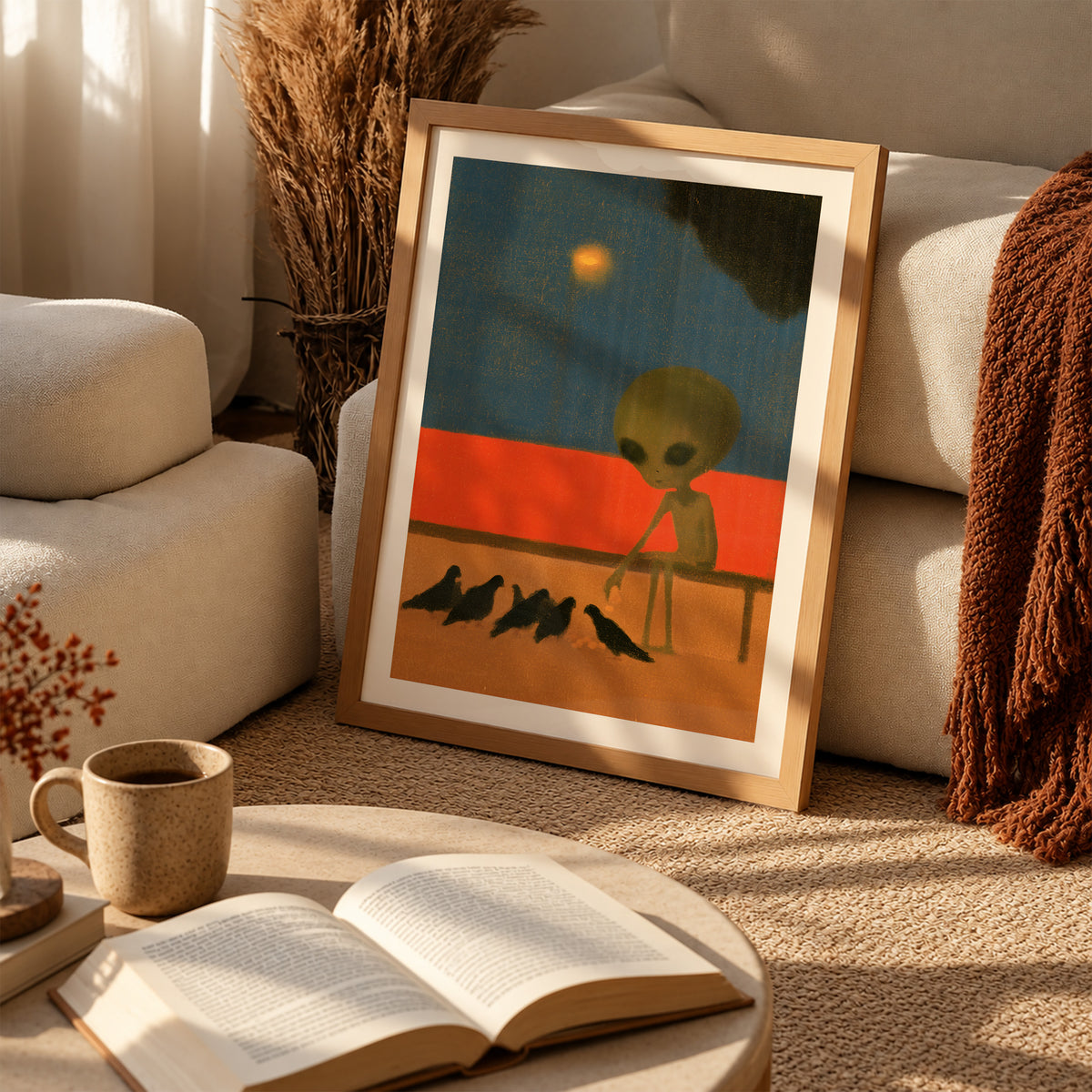 Alien Feeding Pigeons Print Living Room 2 (autumnal).jpg
