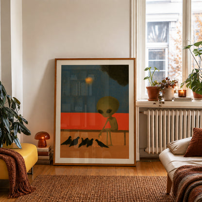 Alien Feeding Pigeons Print Living Room 4 (autumnal).jpg