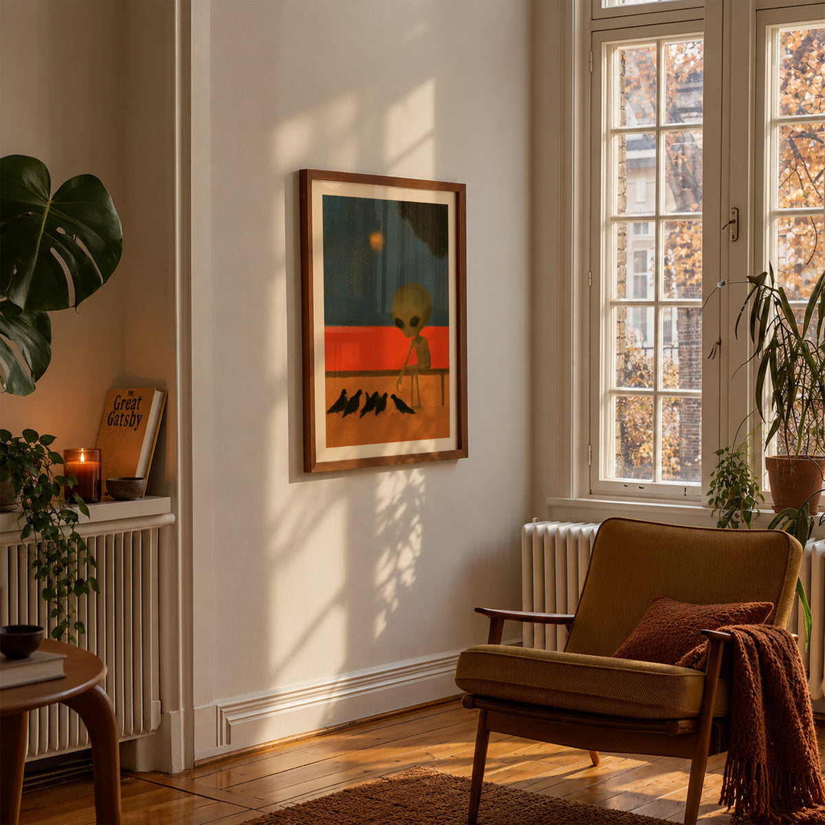 Alien Feeding Pigeons Print Living Room 7 (autumnal).jpg