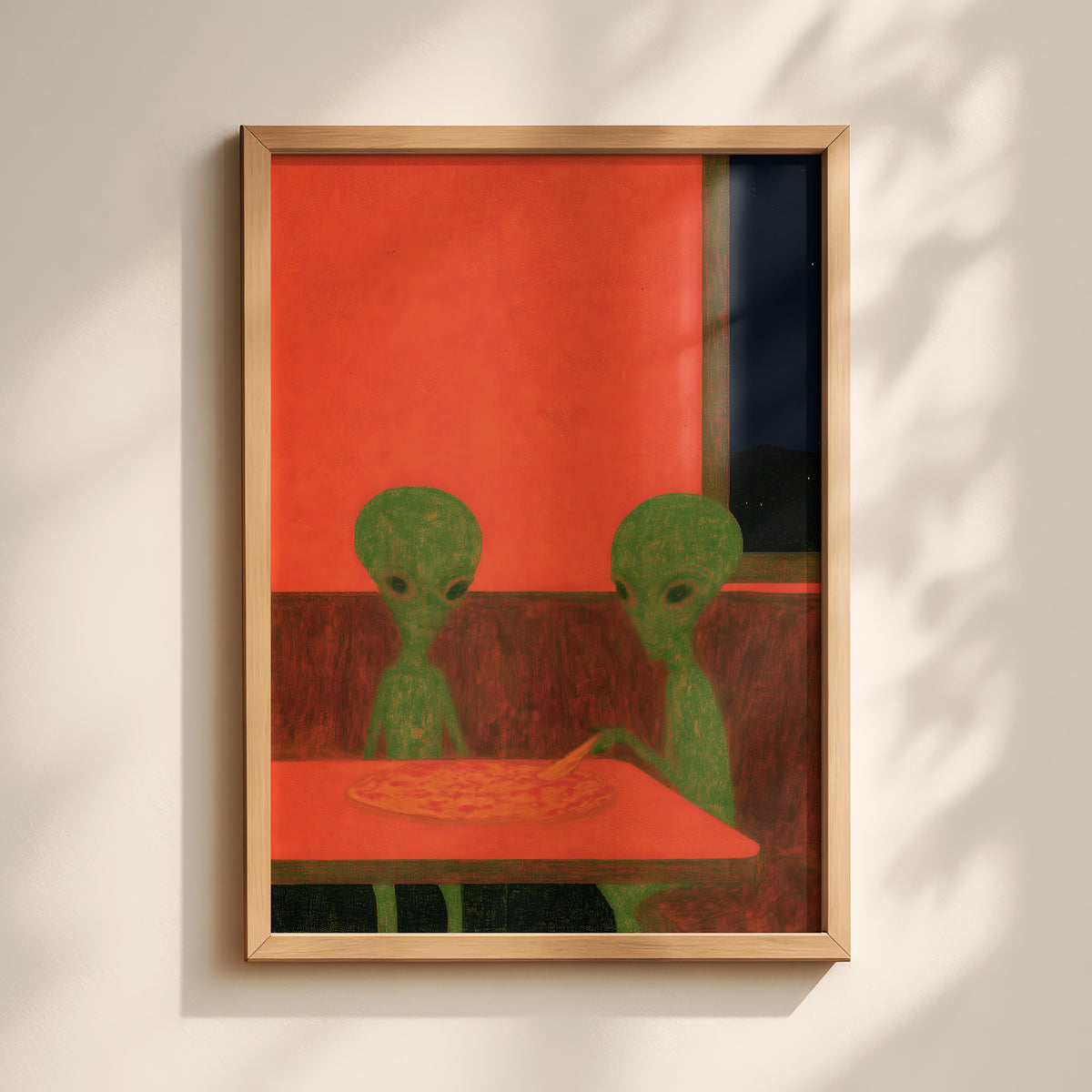 Alien Pizza Night Print Framed-1-portrait.jpg