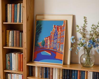 Amsterdam Canal Print – Travel Poster, Amsterdam Wall Art, Netherlands Poster, Amsterdam Houses, Holland Print, Architecture Art 15 x 20 cm / 6 x 8″ (roughly A5)