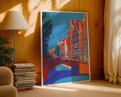 Amsterdam Canal Print – Travel Poster, Amsterdam Wall Art, Netherlands Poster, Amsterdam Houses, Holland Print, Architecture Art 15 x 20 cm / 6 x 8″ (roughly A5)