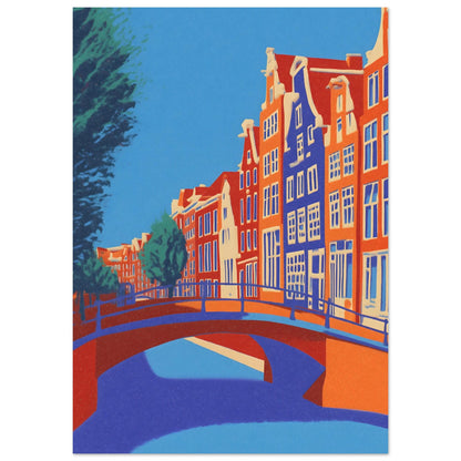 Amsterdam Canal Print – Travel Poster, Amsterdam Wall Art, Netherlands Poster, Amsterdam Houses, Holland Print, Architecture Art 15 x 20 cm / 6 x 8″ (roughly A5)