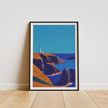 Anglesey Print – Lighthouse Wall Art, Wales Travel Poster, North Wales Decor, Llanddwyn Island Illustration, Coastal Home Print 15 x 20 cm / 6 x 8″ (roughly A5)