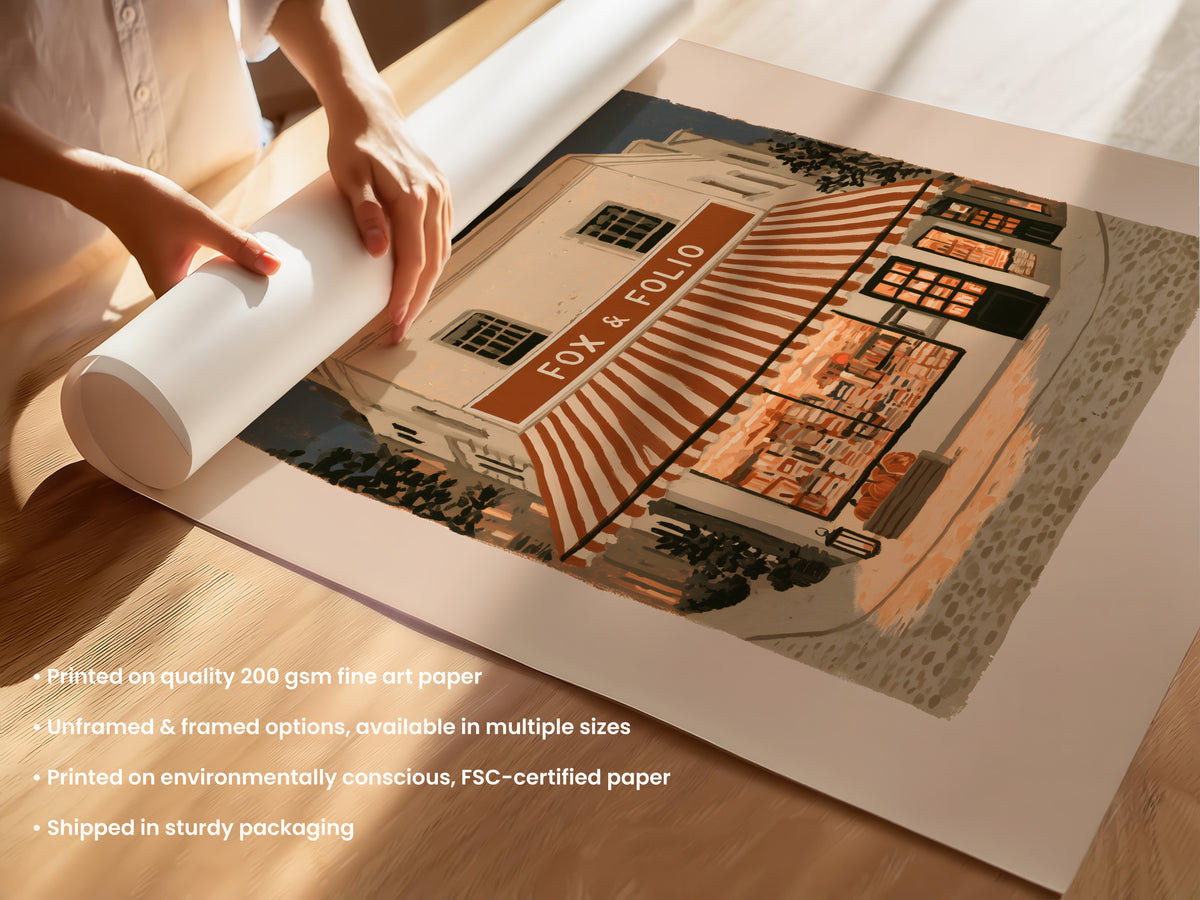 Autumn Corner Bookshop Print Unframed (UF & F).jpg