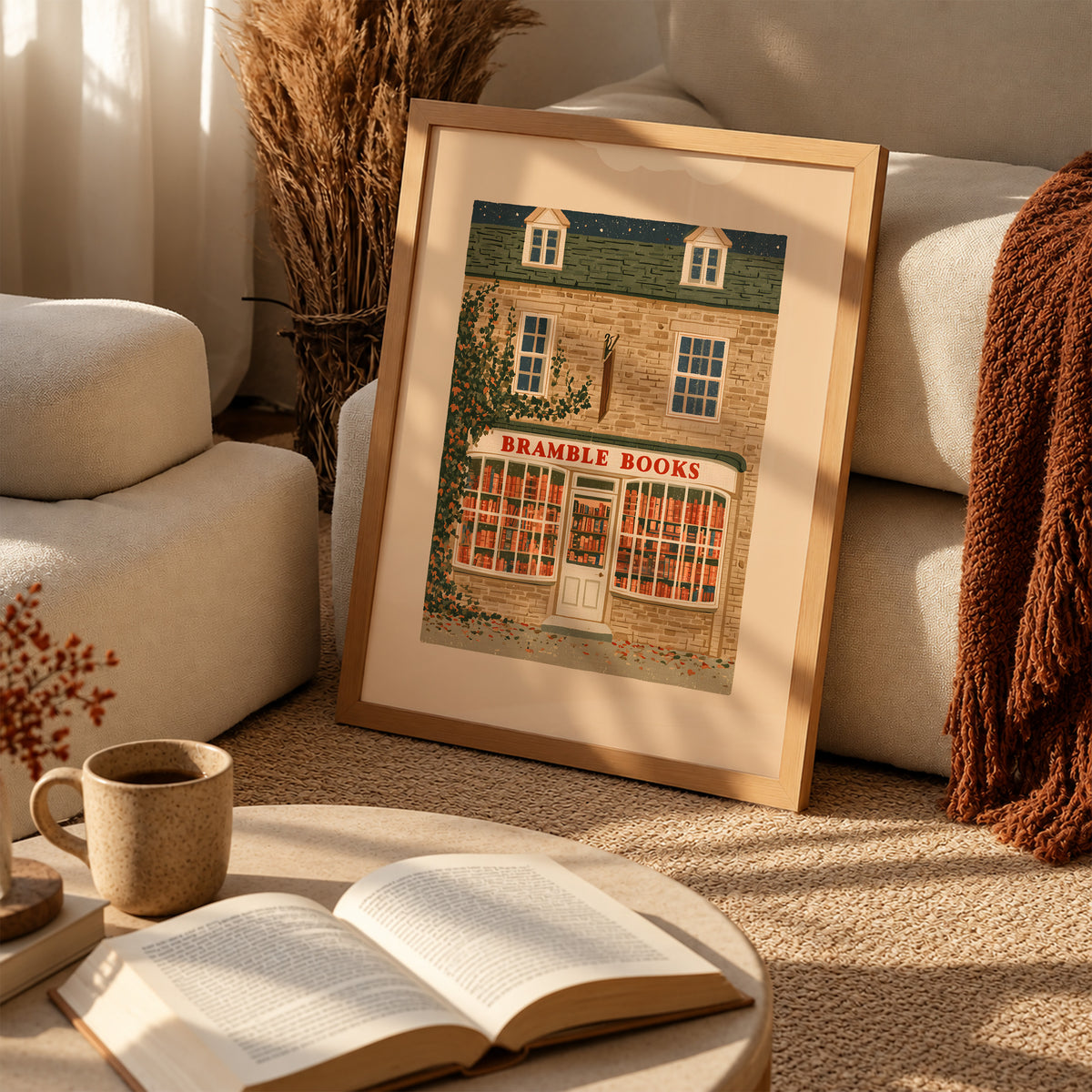 Autumn Cottage Bookshop Print Living Room 2 (autumnal).jpg