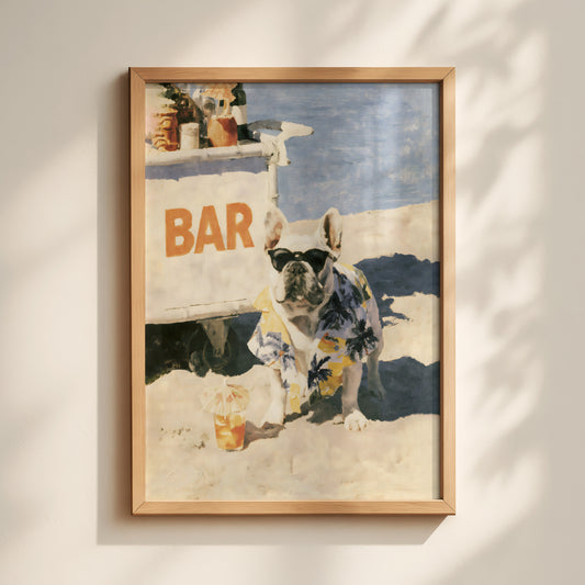 Beach Bar French Bulldog Print