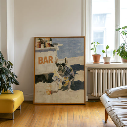 Beach Bar French Bulldog Print