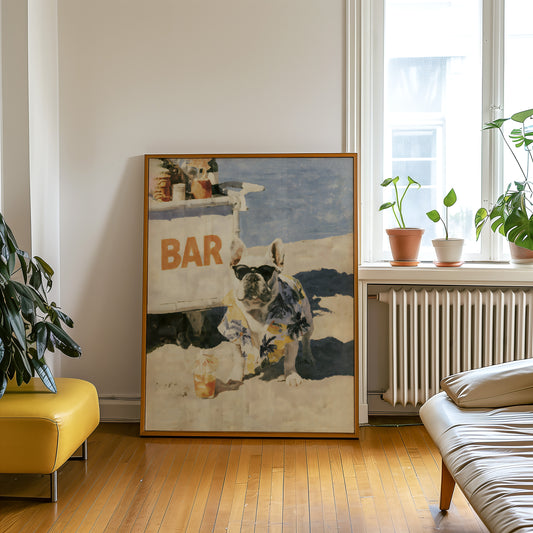 Beach Bar French Bulldog Print
