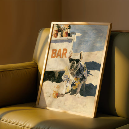 Beach Bar French Bulldog Print