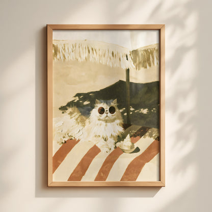 Beach Cat In Sunglasses Print