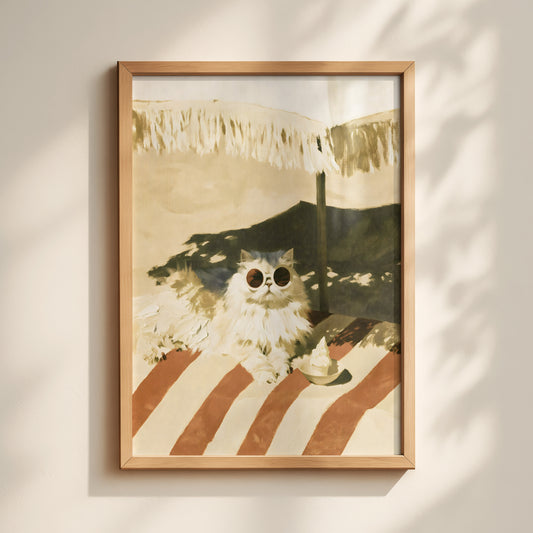 Beach Cat In Sunglasses Print