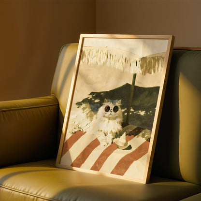 Beach Cat In Sunglasses Print