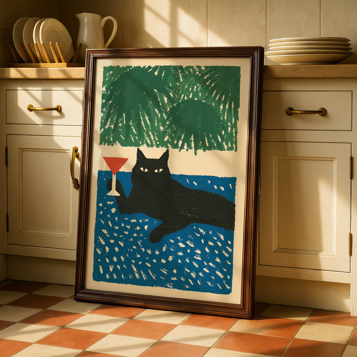 Black Cat Martini Print