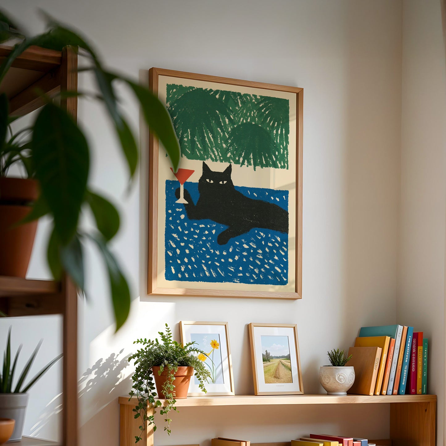 Black Cat Martini Print