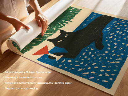 Black Cat Martini Print