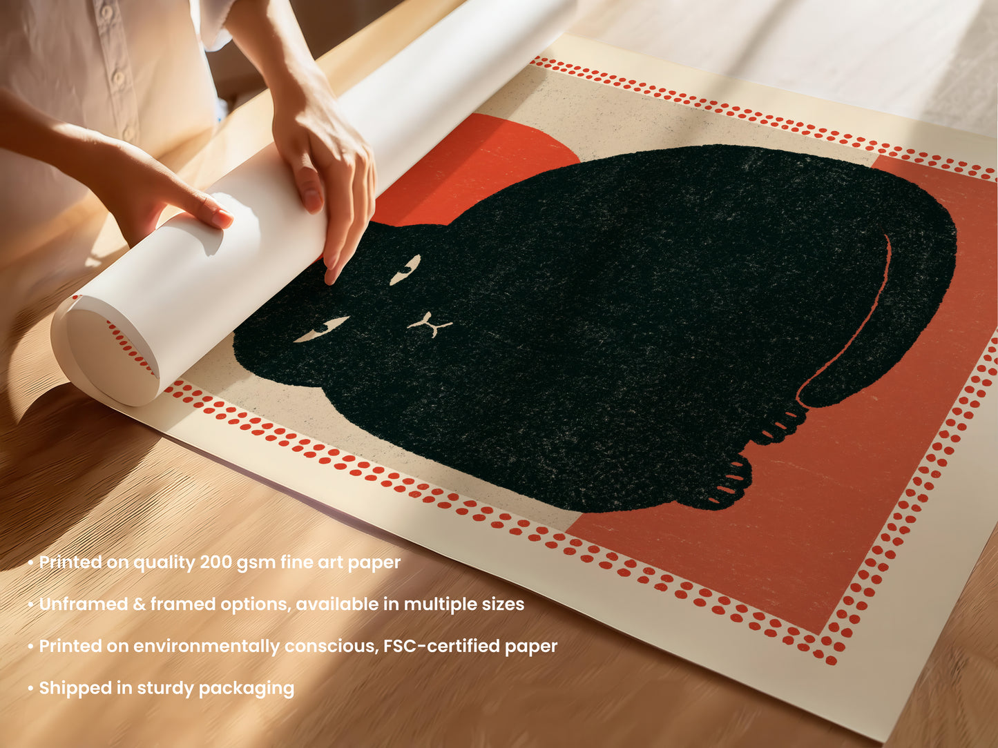 Black Cat Sunset Print