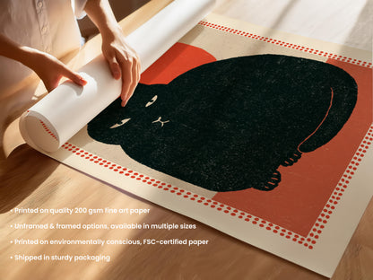 Black Cat Sunset Print