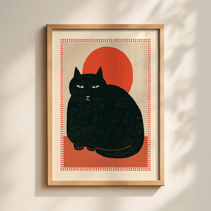 Black Cat Sunset Print