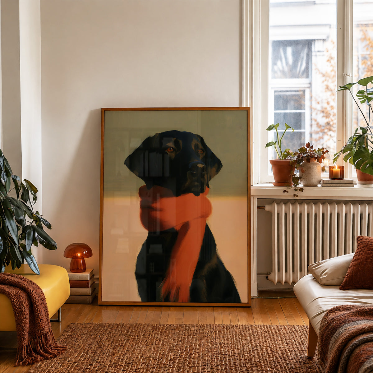 Black Labrador Portrait Print 03 Living Room 4 (autumnal).jpg