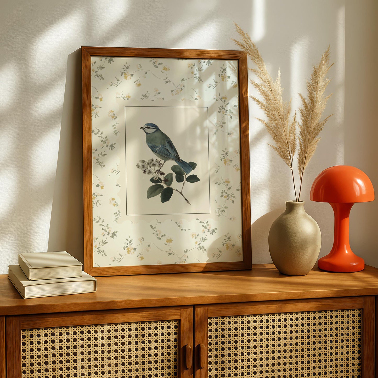 Floral Blue Bird Print