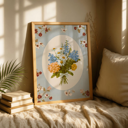 Blue Floral Bouquet Print