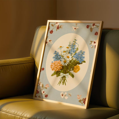 Blue Floral Bouquet Print