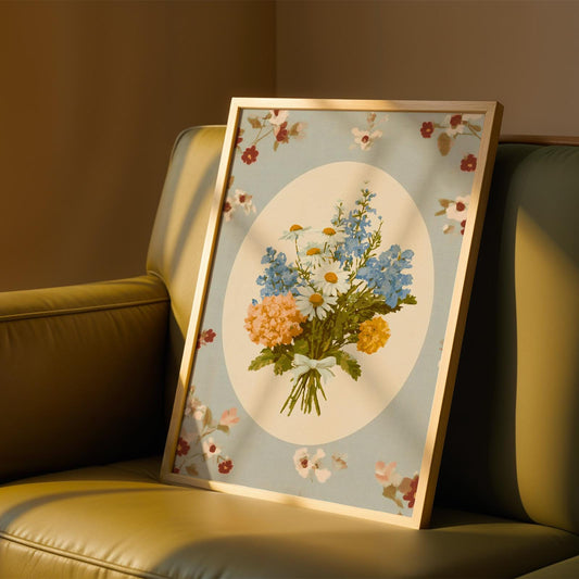 Blue Floral Bouquet Print
