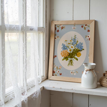 Blue Floral Bouquet Print
