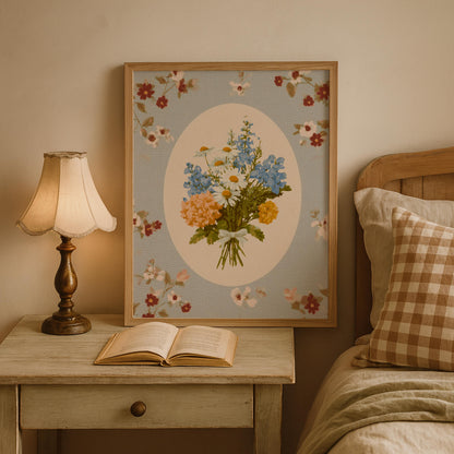 Blue Floral Bouquet Print