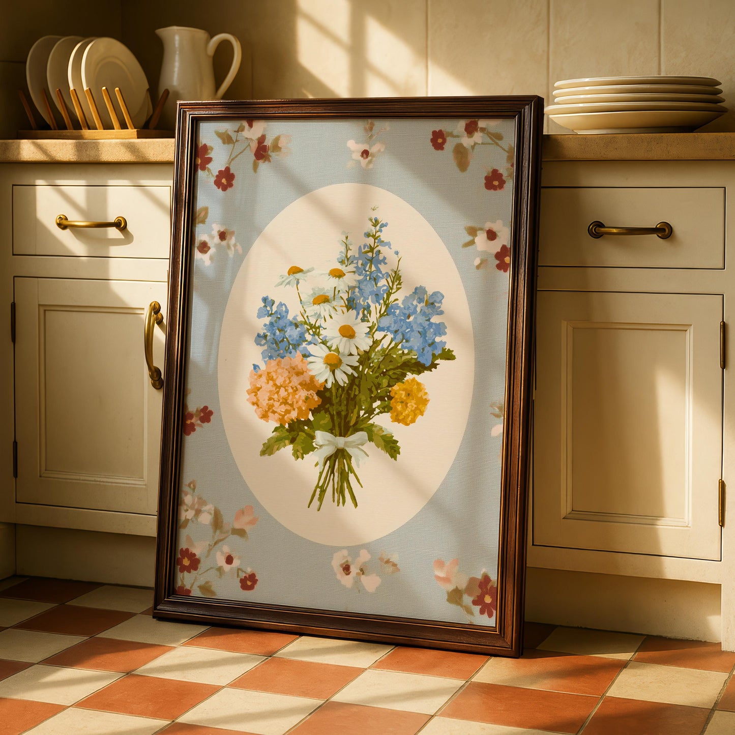 Blue Floral Bouquet Print