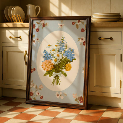 Blue Floral Bouquet Print