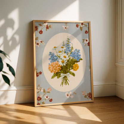 Blue Floral Bouquet Print