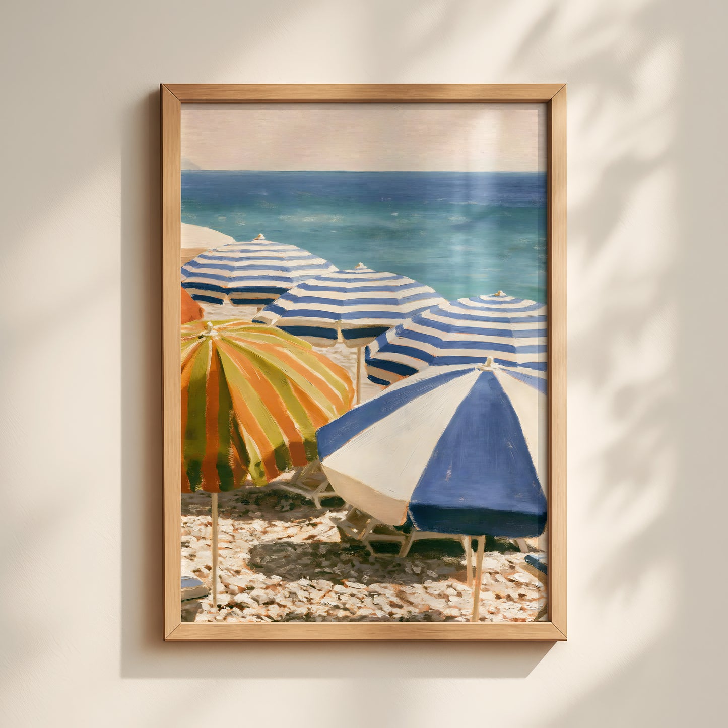 Blue Beach Parasols Print