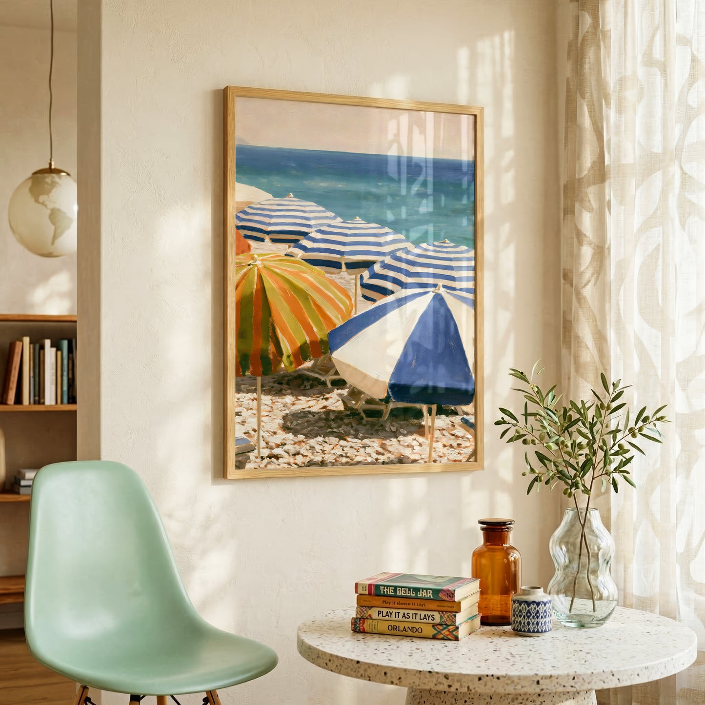 Blue Beach Parasols Print