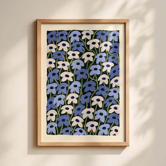 Blue Daisy Black Print