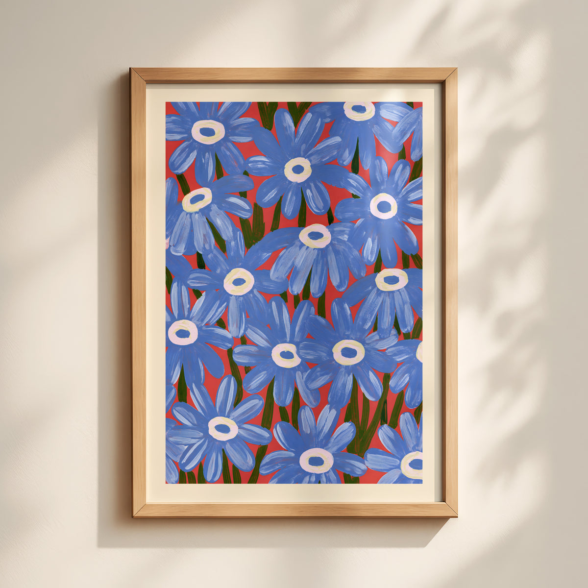 Blue Daisy Pattern Print