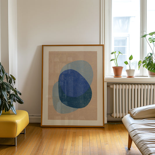 Blue Pebble Abstract Print