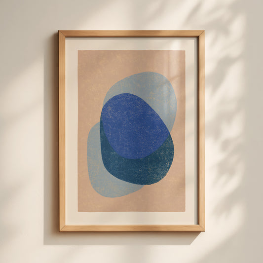 Blue Pebble Abstract Print
