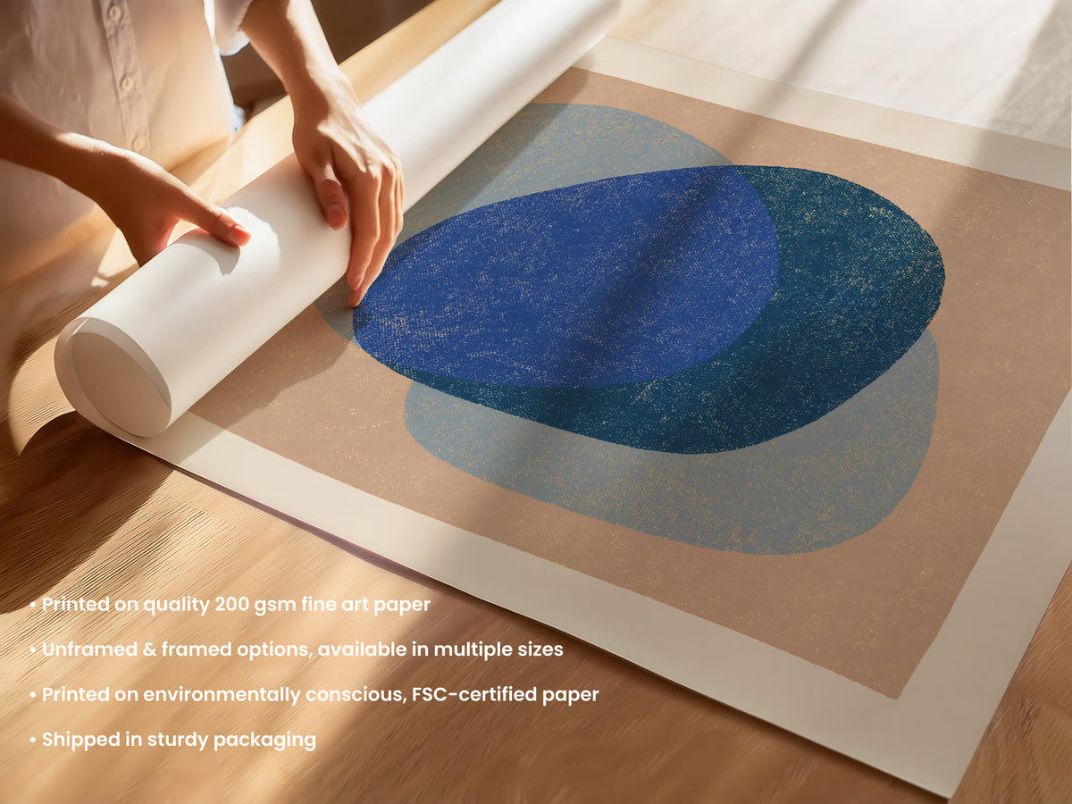Blue Pebble Abstract Print