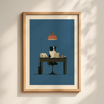 Border Collie at Desk Print